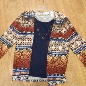 Alfred Dunner One-Piece Cardigan & Blouse - L